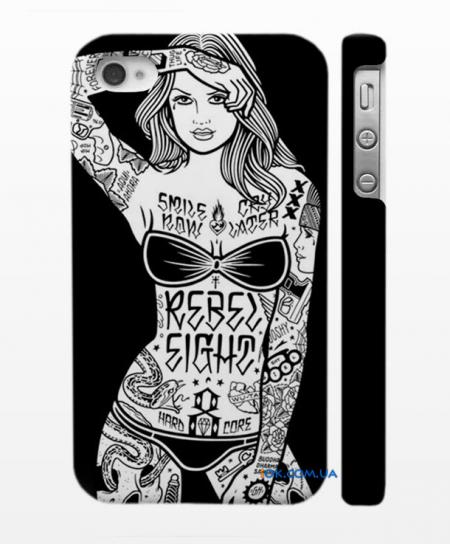 Печать на кейсе iPhone 4/4S - Swag девушка в тату Печать на кейсе iPhone 4/4S - Swag девушка в тату