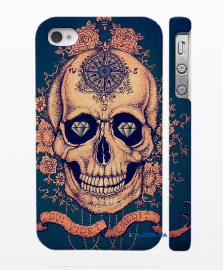 Оригинальный пластиковый кейс на iPhone 4/4S, Стилизованный череп