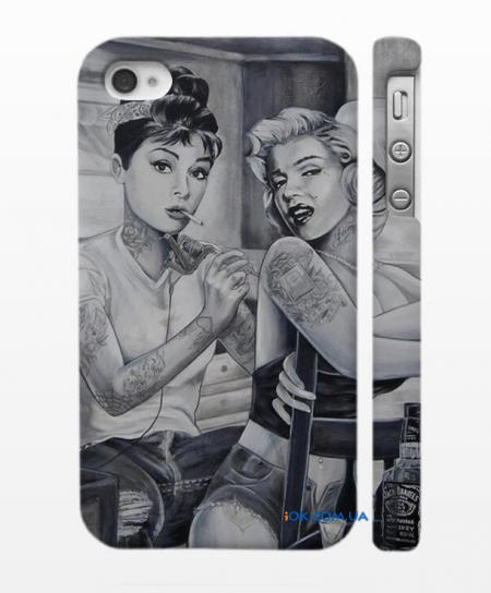 Потрясающий кейс для iPhone 4, 4S Одри и Мерилин Потрясающий кейс для iPhone 4, 4S Одри и Мерилин
