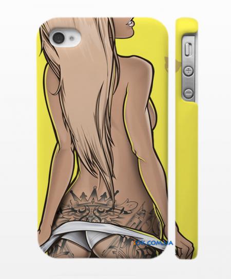 Cтильный чехол на смартфон iPhone 4, 4S блондинка с тату Cтильный чехол на смартфон iPhone 4, 4S блондинка с тату