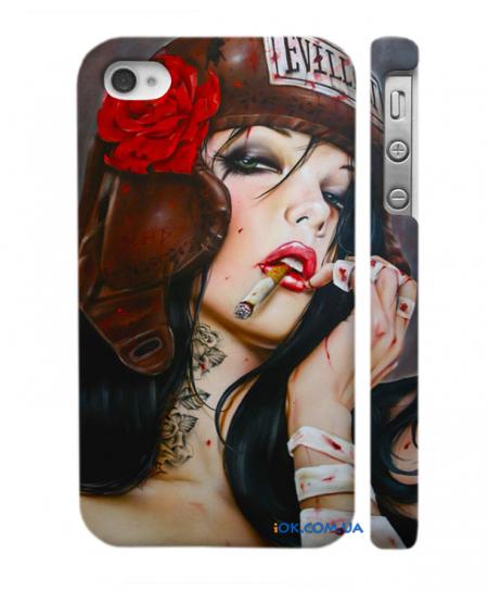 Чехол с рисунком на iPhone 4, 4S Крутая летчица Чехол с рисунком на iPhone 4, 4S Крутая летчица