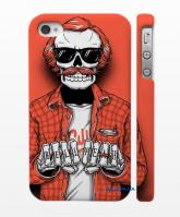 Авторский кейс на iPhone 4,4S - скелет стиляга Авторский кейс на iPhone 4,4S - скелет стиляга